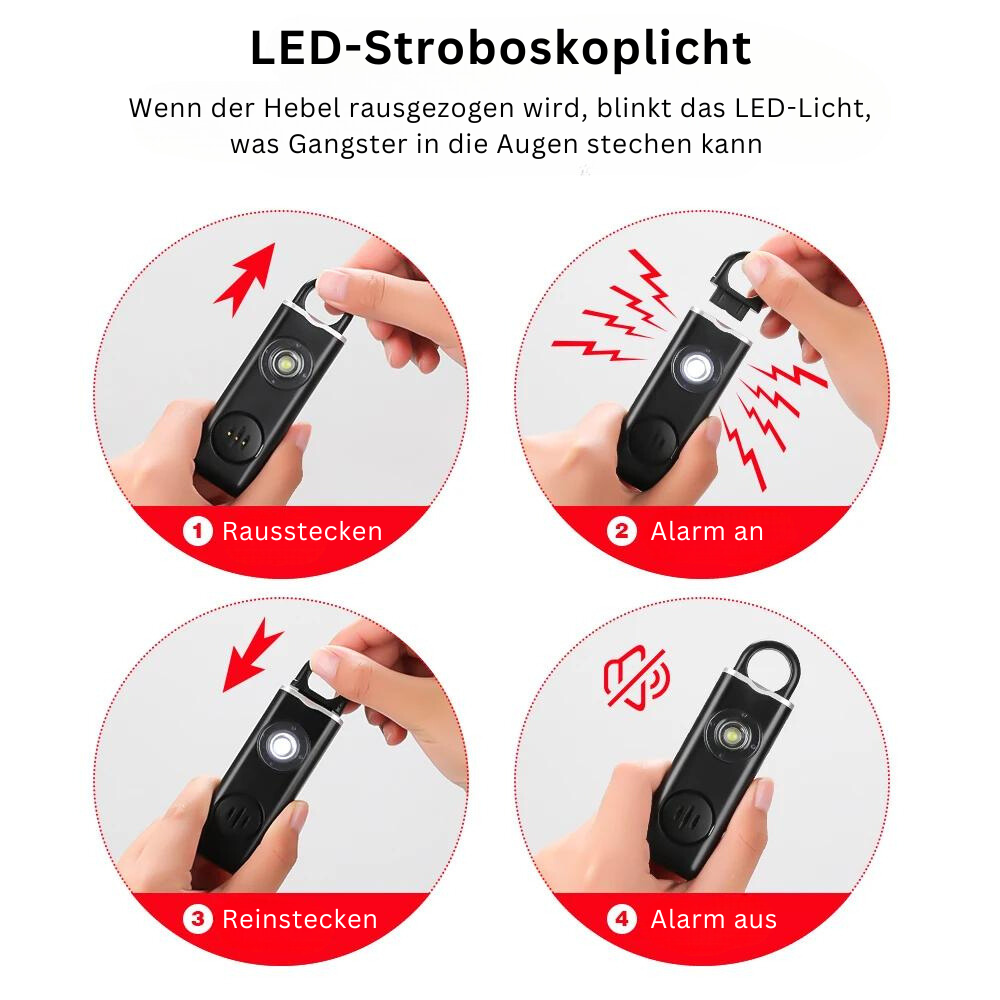 Persoonlijke Bodyguard Alarm met Sirene en LED-Licht