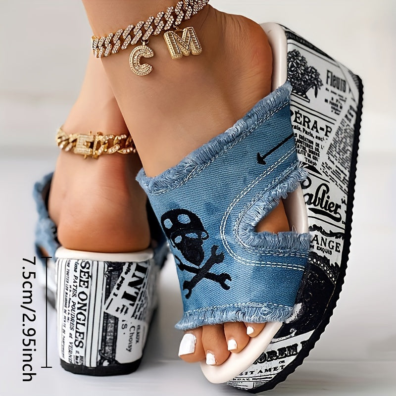 Denimawedge™ – Dames Sandalen Met Hak Trendy Denimlook & Comfortabele Pasvorm-2