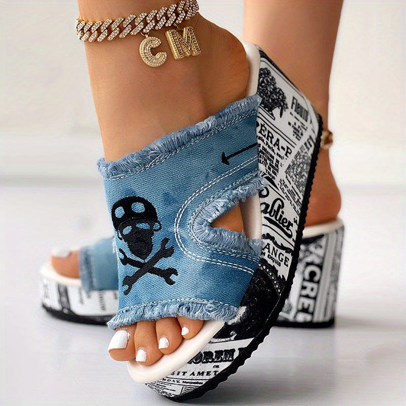 Denimawedge™ – Dames Sandalen Met Hak Trendy Denimlook & Comfortabele Pasvorm-3