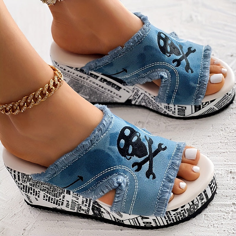 Denimawedge™ – Dames Sandalen Met Hak Trendy Denimlook & Comfortabele Pasvorm-4