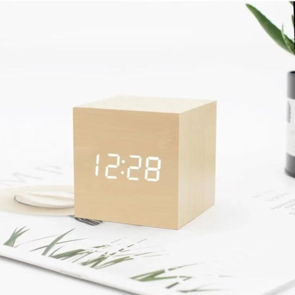 Digitale Wekker LED Houten Klok met Temperatuurweergave