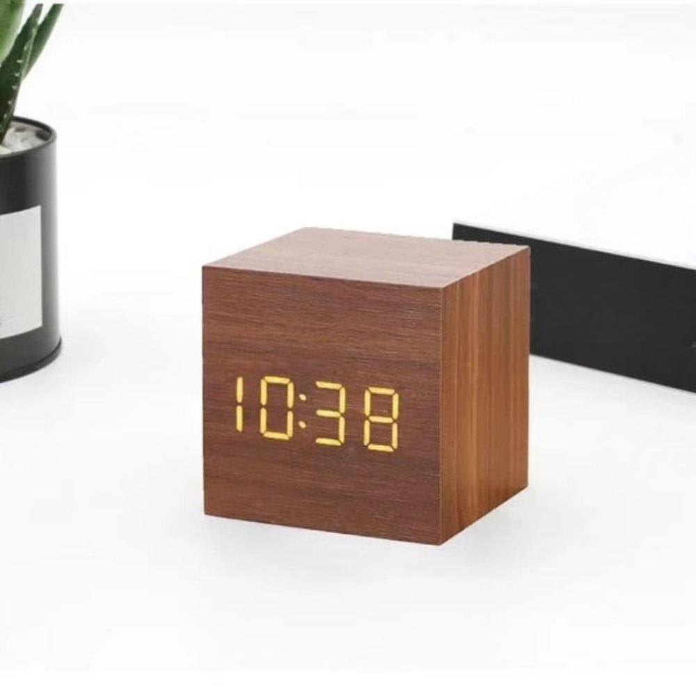 Digitale Wekker LED Houten Klok met Temperatuurweergave