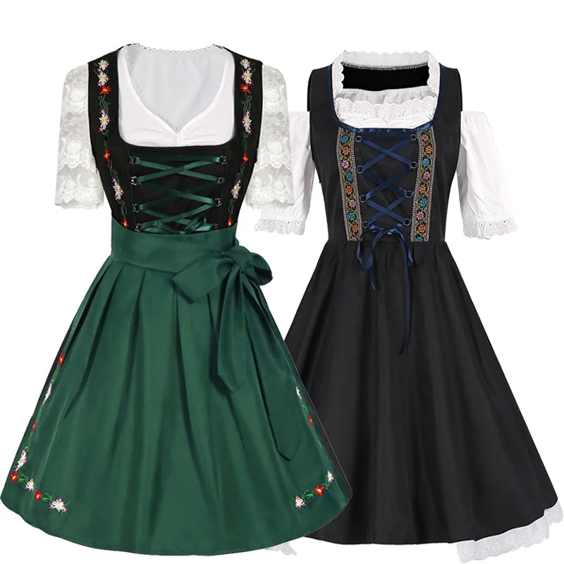 Dirndl Jurk met Schort Kant Dames Oktoberfest Stijl - Velinix