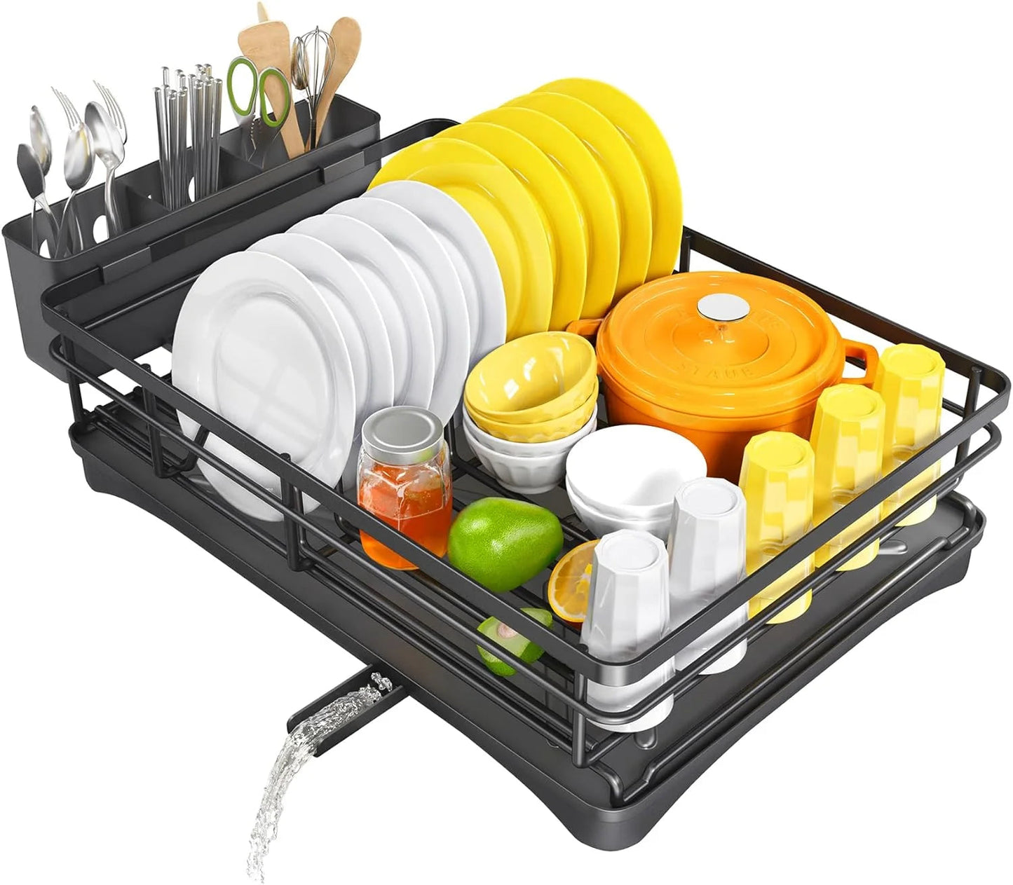 Afwasrek met Afvoerbord en Bestekhouder Compact - Velinix