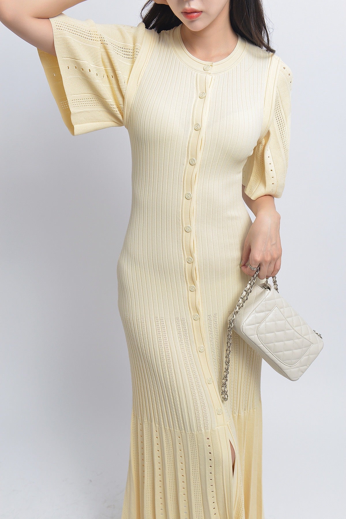 Dora™ – Dames Midi-Jurk Met Knoopsluiting, Comfortabele & Tijdloze Stijl