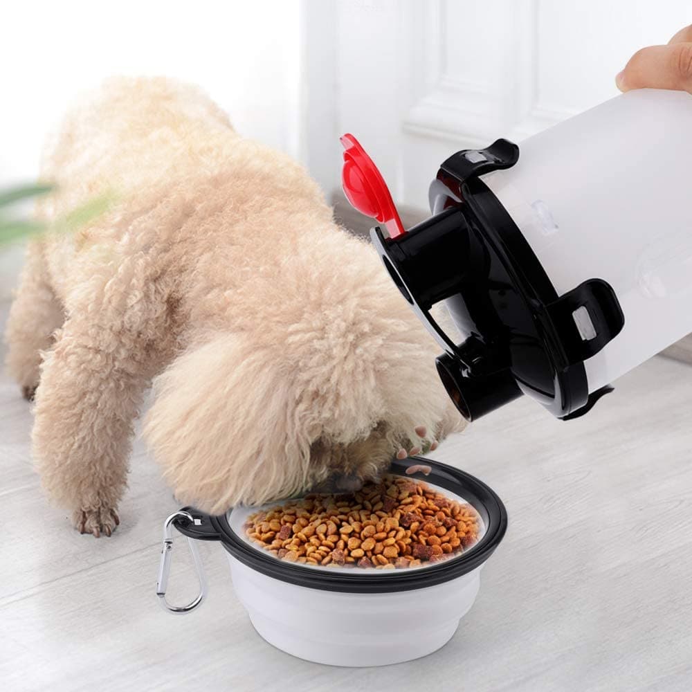 Waterfles voor Honden 2-in-1 met Snackvak en Terugloopfunctie