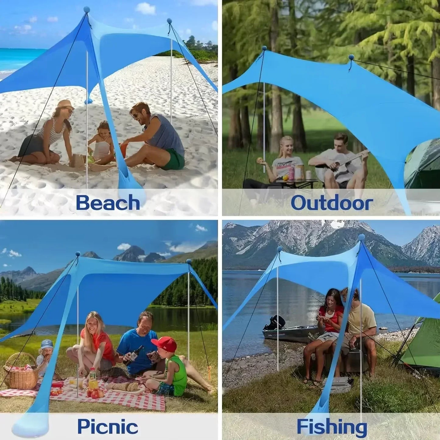 Draagbare Strandtent met UPF50+, Waterdicht en Winddicht voor 3-4 Personen 1