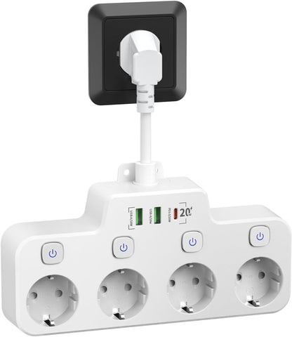 Wandstekkerdoos met 2 USB A en 1 USB C, Draaibaar en Schakelbaar - Velinix