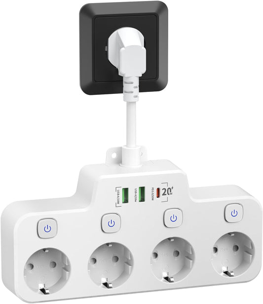 Wandstekkerdoos met 2 USB A en 1 USB C, Draaibaar en Schakelbaar - Velinix