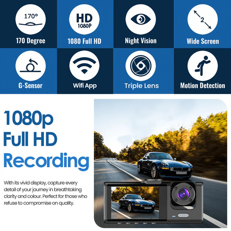 DriveEye - Autocamera met drievoudige lens en nachtzicht 3