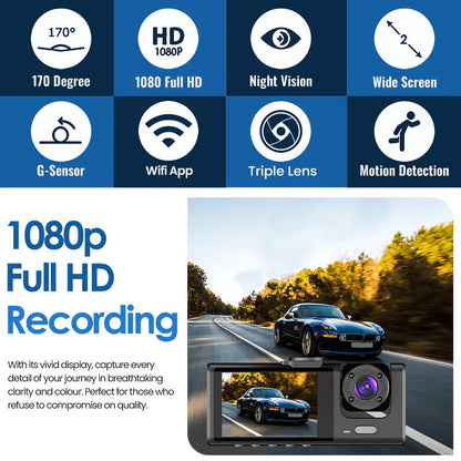 DriveEye - Autocamera met drievoudige lens en nachtzicht 3