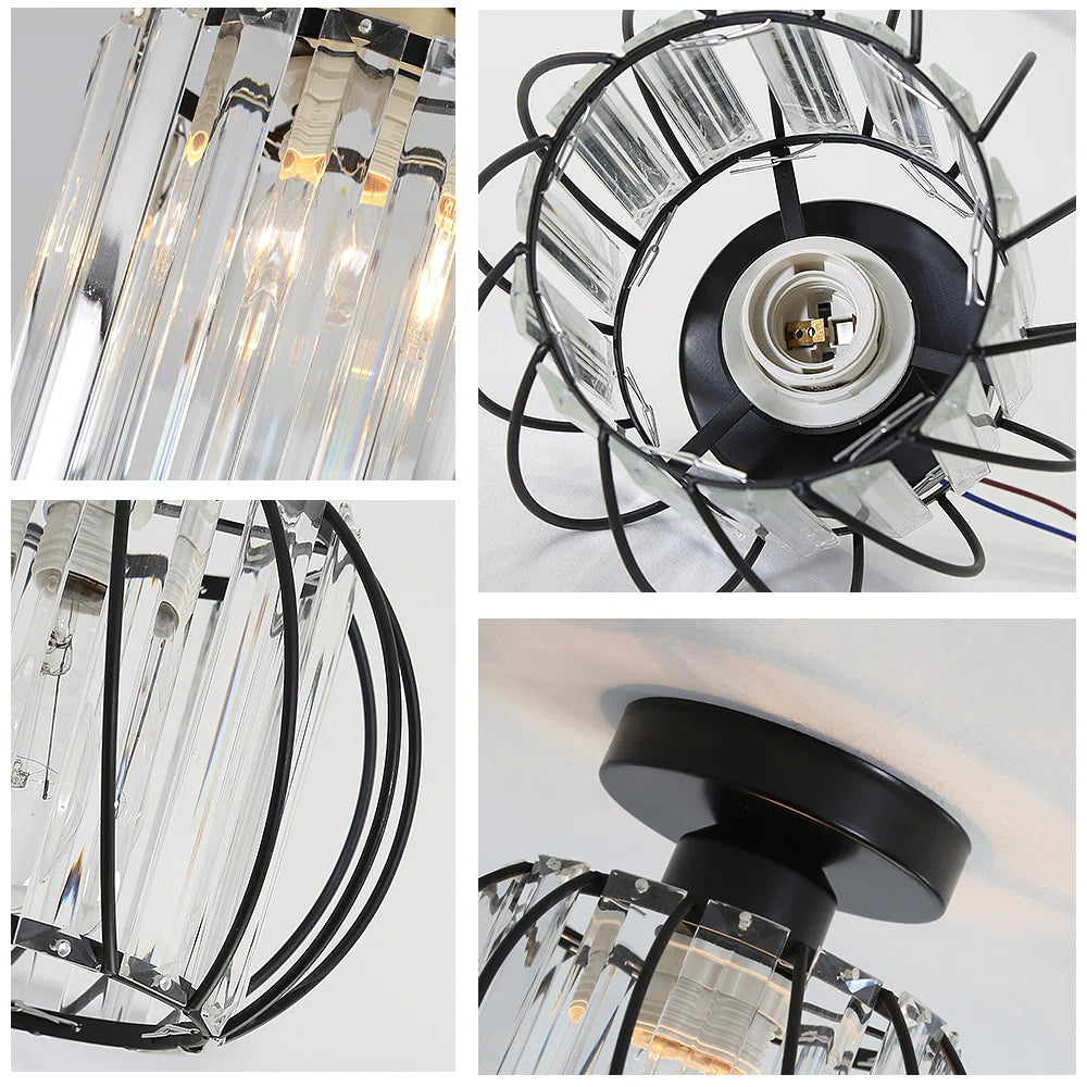 Scandinavische Plafondlamp Glas en Zwart Metaal Design