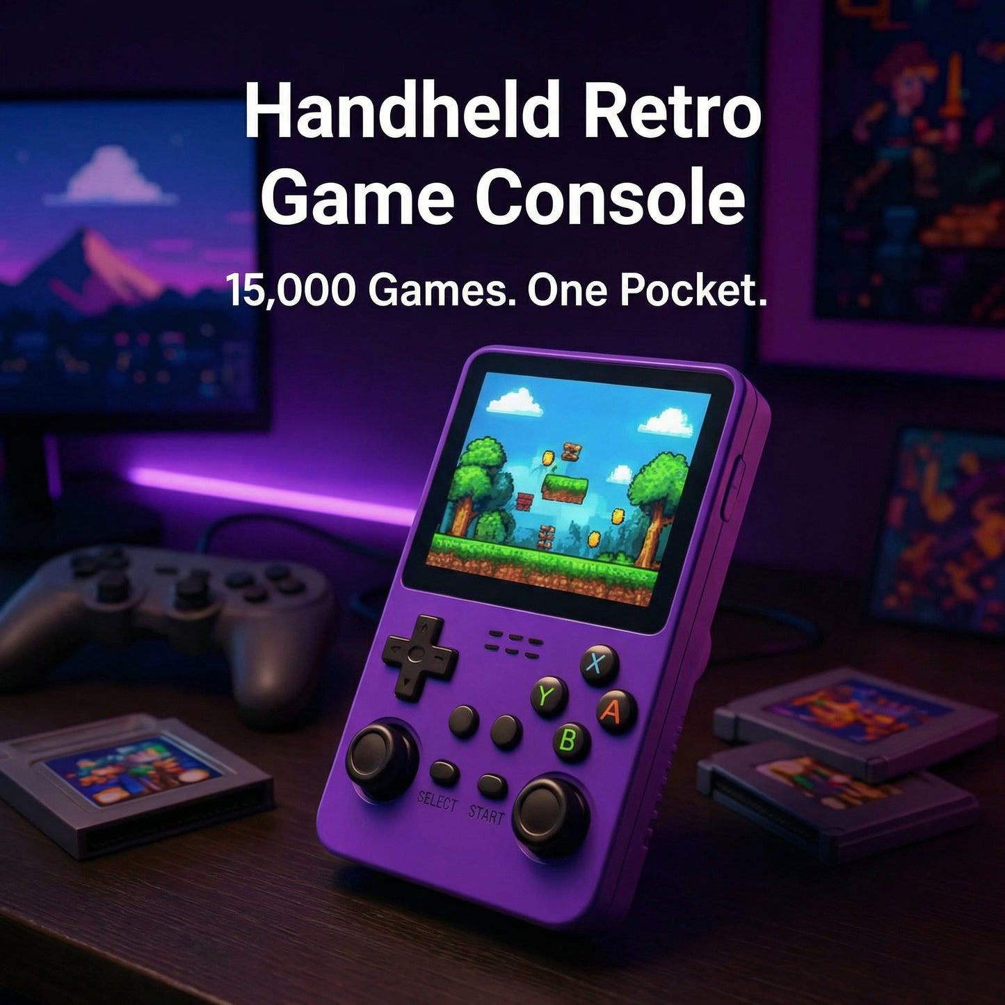 Retro Handheld Spelcomputer met IPS Scherm en Dubbele Controller