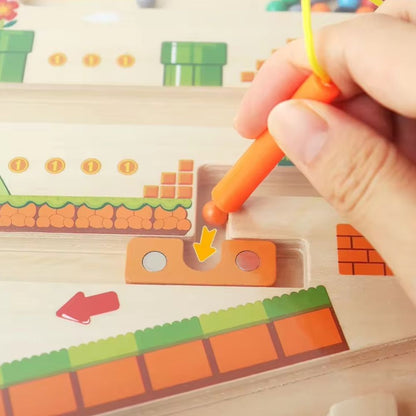 Houten Magnetisch Labyrint Speelgoed voor Kinderen met Cijfers en Kleuren