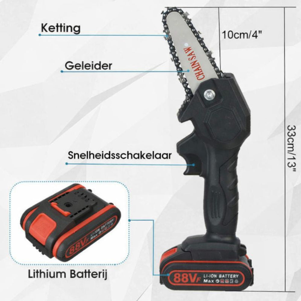 Accu Kettingzaag Handzaag Compact voor Snoeien en Tuinonderhoud