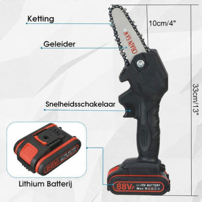 Accu Kettingzaag Handzaag Compact voor Snoeien en Tuinonderhoud