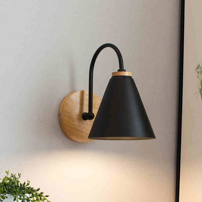 Elegante Wandlamp Hout en Metaal Zwart of Wit
