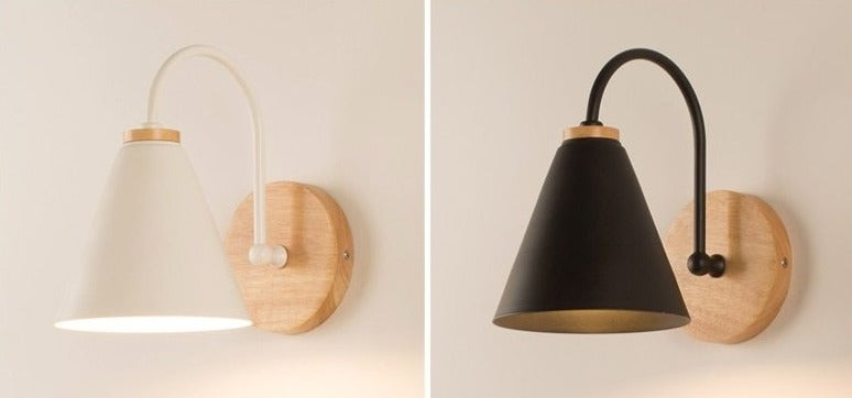 Elegante Wandlamp Hout en Metaal Zwart of Wit