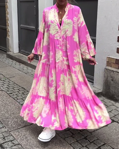 Eliana™ – Dames Zomerjurk met V-hals en Ademend Bloemenpatroon