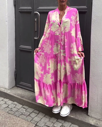 Eliana™ – Dames Zomerjurk met V-hals en Ademend Bloemenpatroon