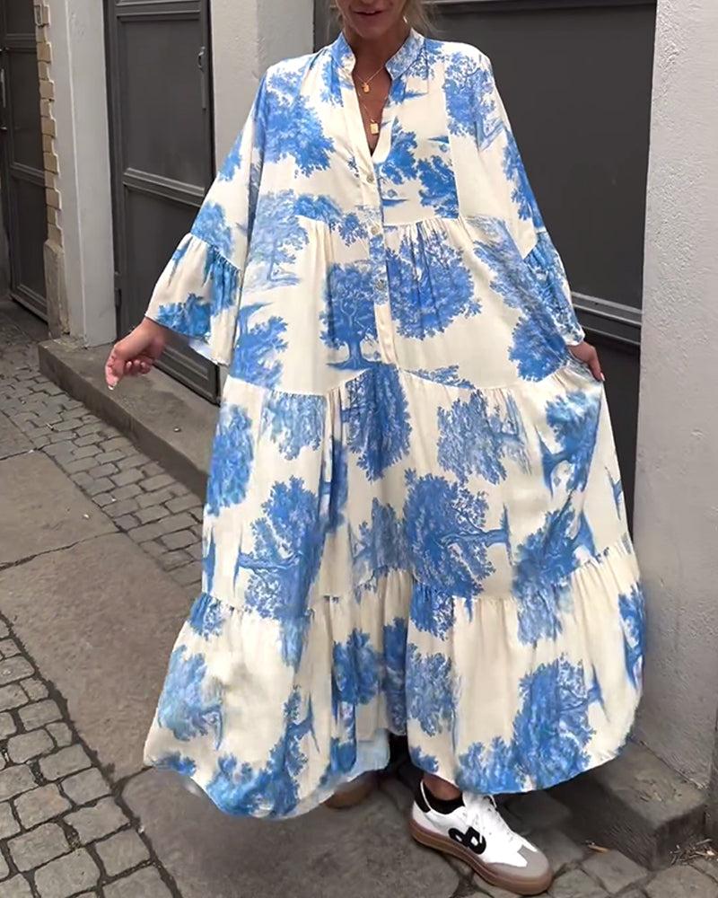 Eliana™ – Dames Zomerjurk met V-hals en Ademend Bloemenpatroon