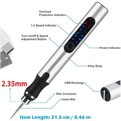 EngraveMaster™ - Professionele Draadloze Graveerpen voor Hout, Glas & Metaal