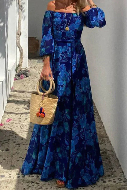 Esmeralda™ – Dames Lange Zomerjurk Met Luchtige Bloemenprint Off-Shoulder