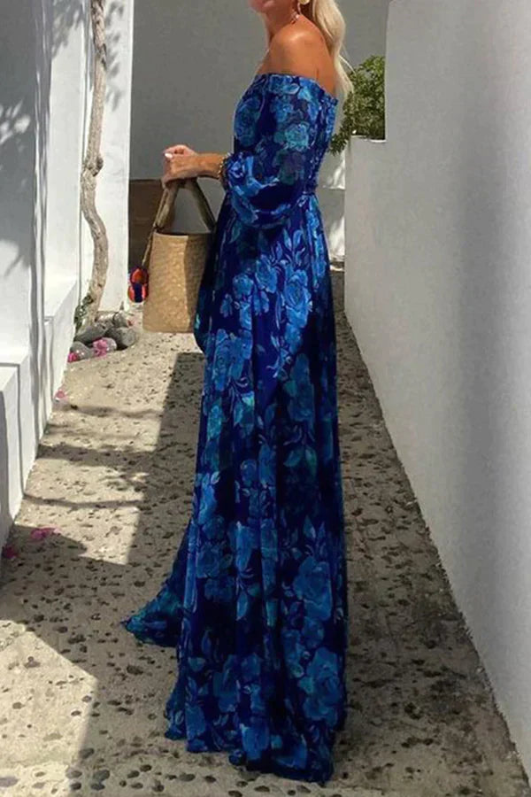 Esmeralda™ – Dames Lange Zomerjurk Met Luchtige Bloemenprint Off-Shoulder
