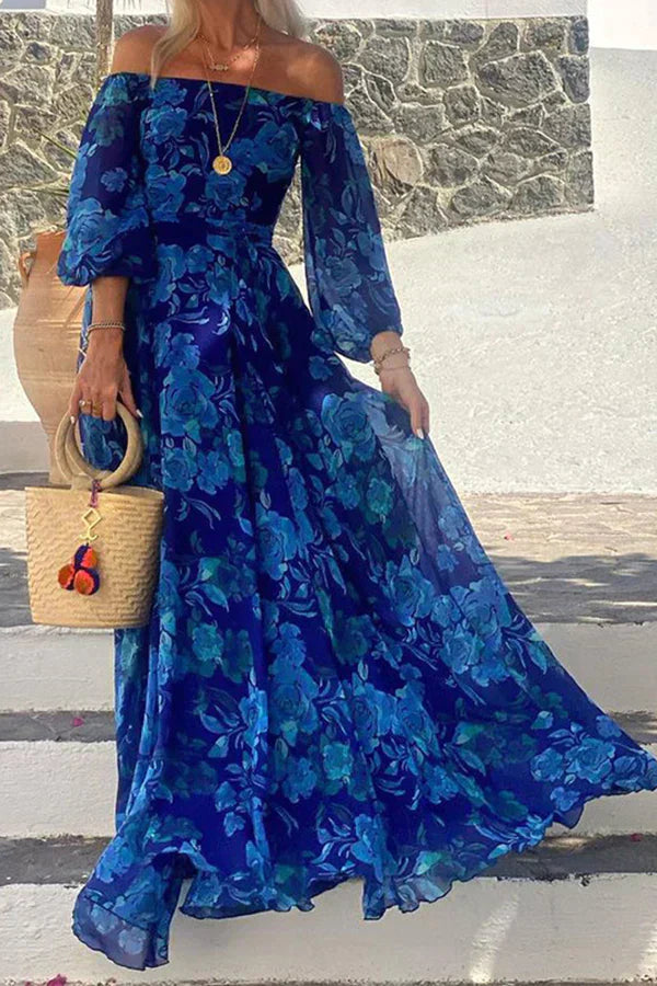 Esmeralda™ – Dames Lange Zomerjurk Met Luchtige Bloemenprint Off-Shoulder