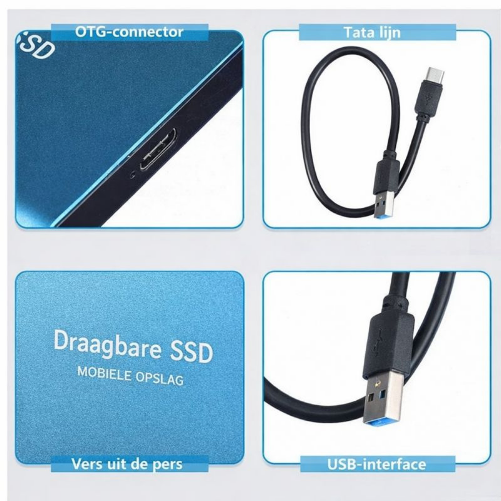 Snelle Externe SSD 512GB USB C Opberging