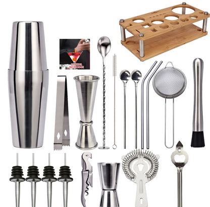 Cocktail Shaker Set 23-delig - Bartender Kit met RVS Bar Tools