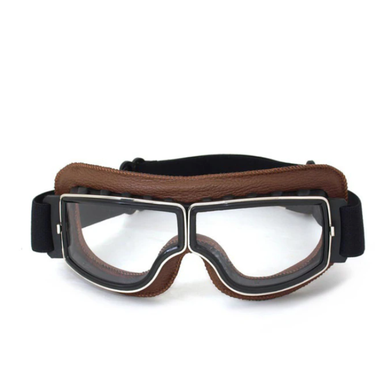 Motorbril Vintage Stijl Zwart met Bescherming - Velinix
