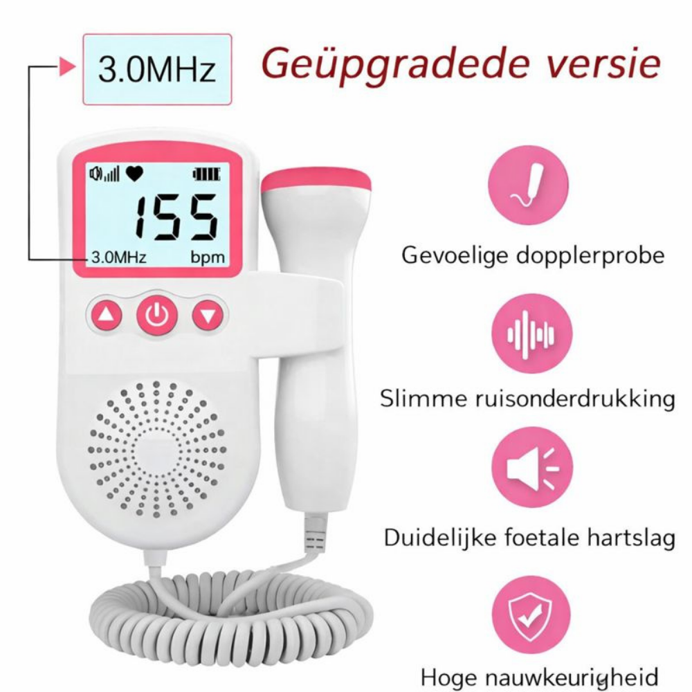 Baby Hartslagmeter Fetal Doppler Zwangerschap LCD Scherm