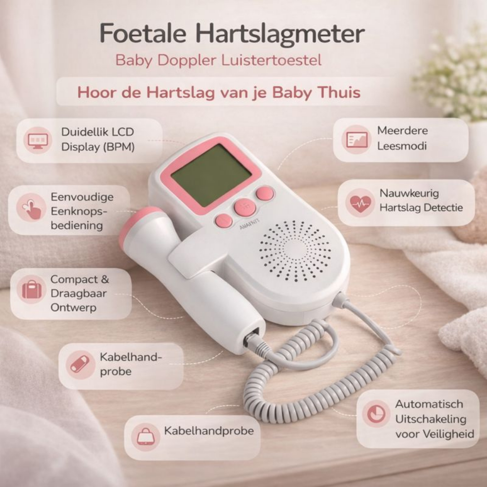 Baby Hartslagmeter Fetal Doppler Zwangerschap LCD Scherm