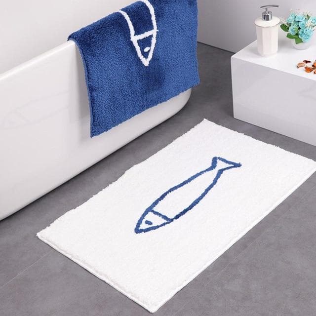Chenille Badmat Antislip Zacht met Visontwerp