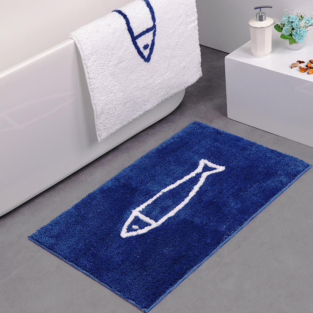 Chenille Badmat Antislip Zacht met Visontwerp - Velinix