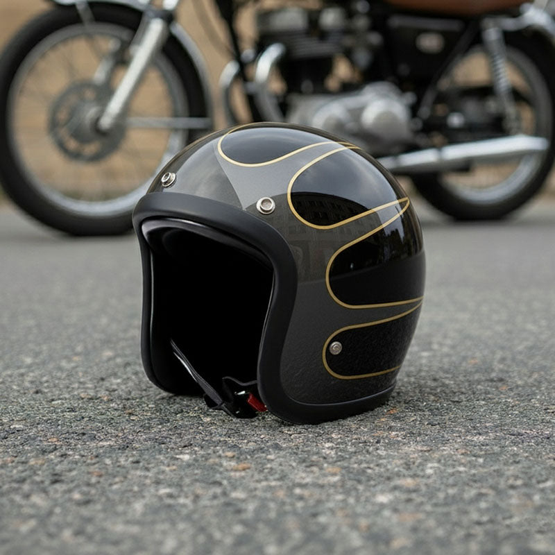 Vintage Motorhelm Laag Profiel DOT-gecertificeerd Glasvezel