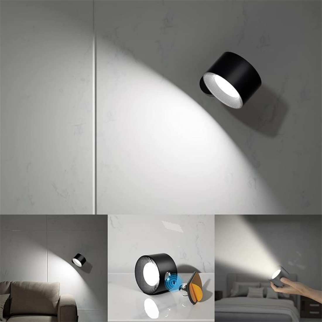 Draadloze Wandlamp Flexilight met Touch en 360 Rotatie
