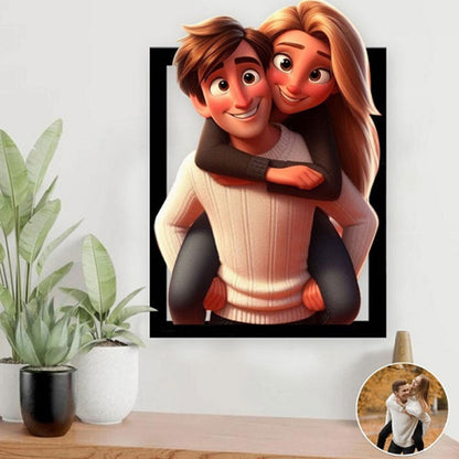 Houten Fotolijst Gepersonaliseerd 3D Cartoon Portret