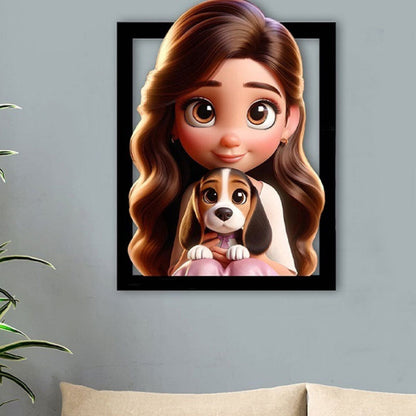 Houten Fotolijst Gepersonaliseerd 3D Cartoon Portret