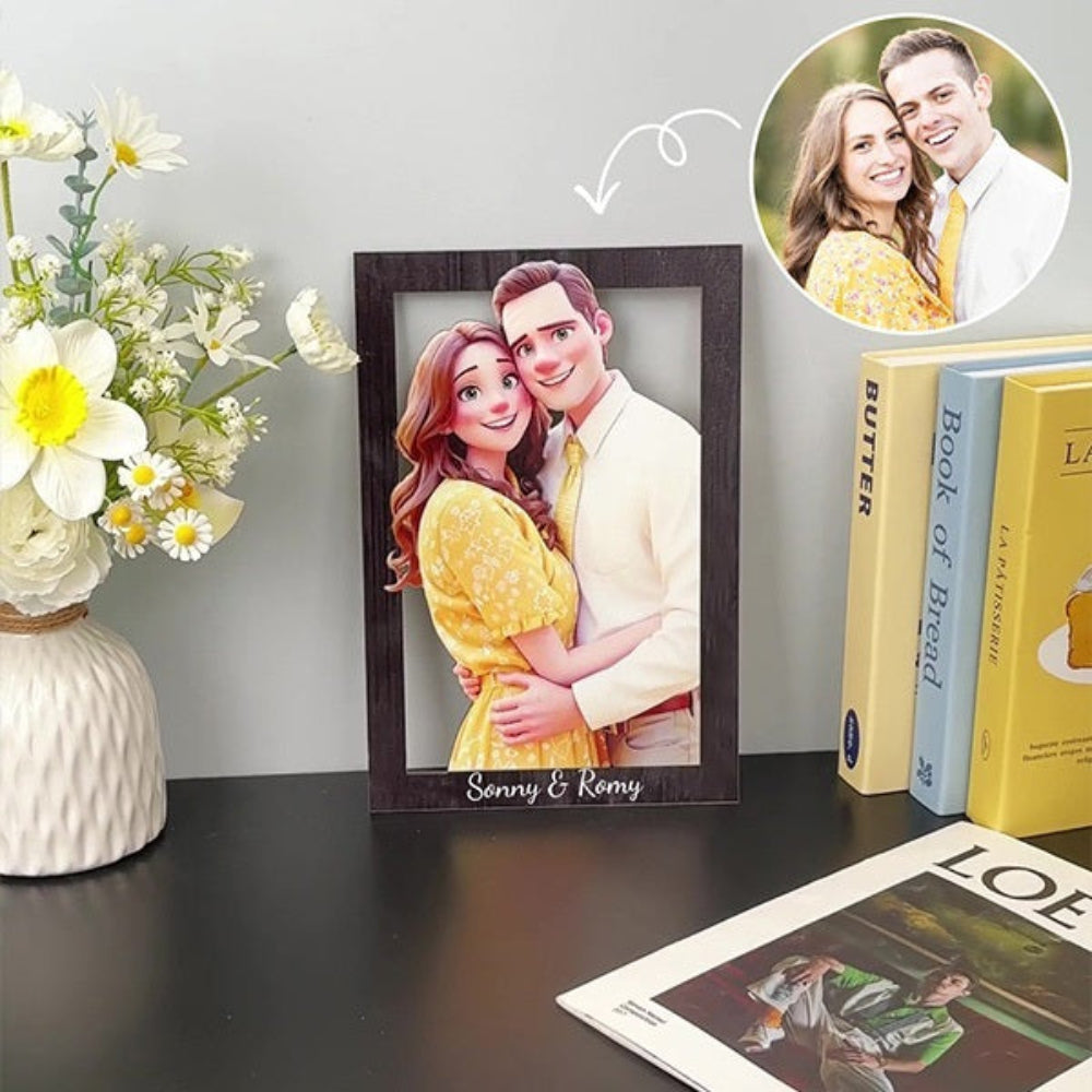 Houten Fotolijst Gepersonaliseerd 3D Cartoon Portret