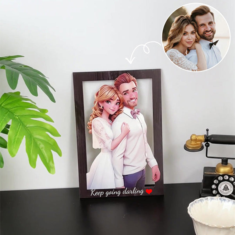 Houten Fotolijst Gepersonaliseerd 3D Cartoon Portret