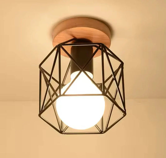 Houten Plafondlamp Industrieel Design met LED Verlichting - Velinix