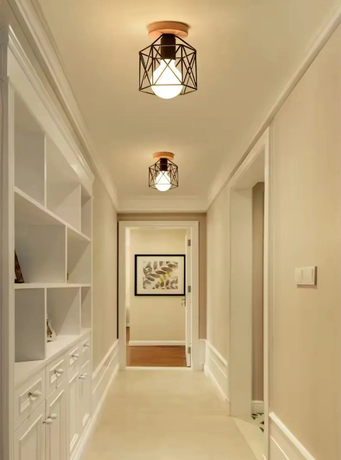 Houten Plafondlamp Industrieel Design met LED Verlichting