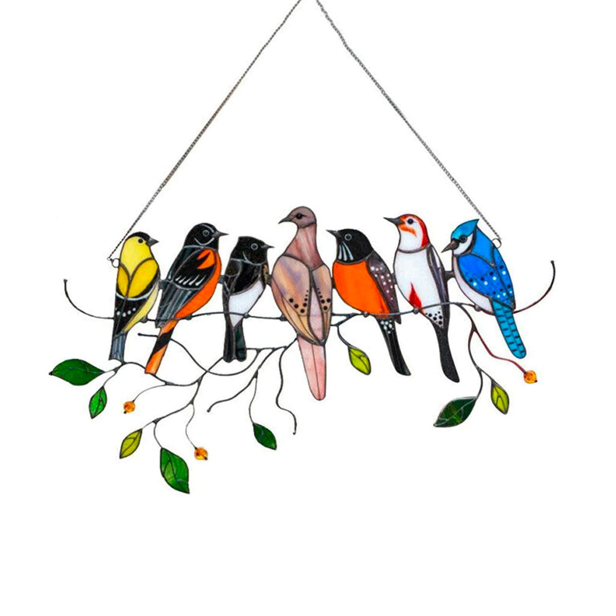 Kleurrijke Glas Vogel Suncatcher Gebrandschilderd