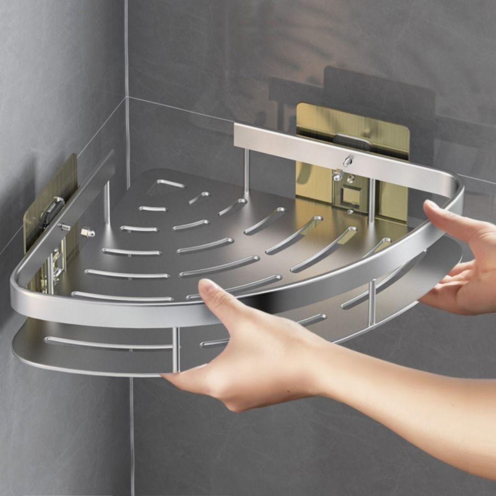 Badkamer Wandrek Aluminium Hoekhouder Zonder Boren voor Zeep en Shampoo