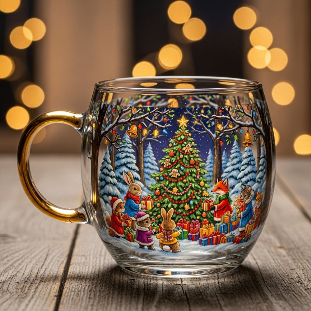 Kerst Koffiemok Glas met Winter Design