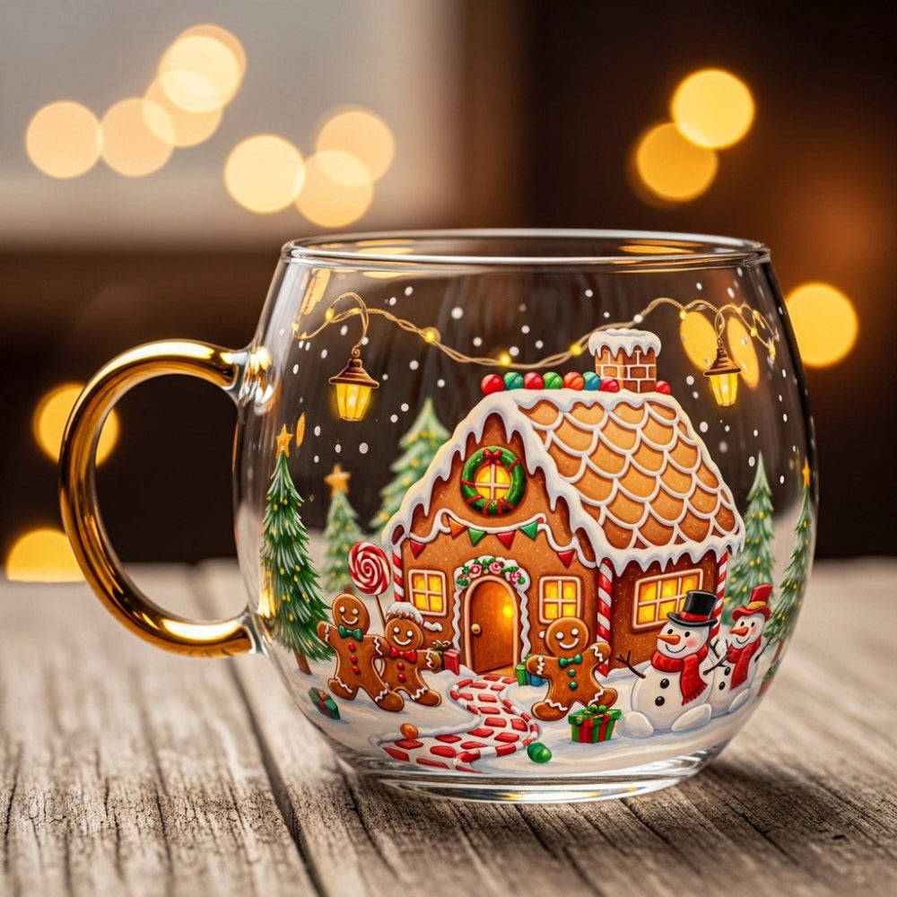 Kerst Koffiemok Glas met Winter Design