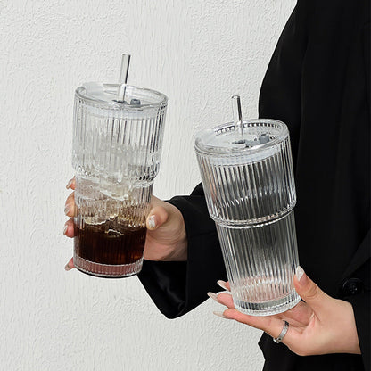 Glazen Drinkglazen Set van 6 Stuks Modern en Geribbeld