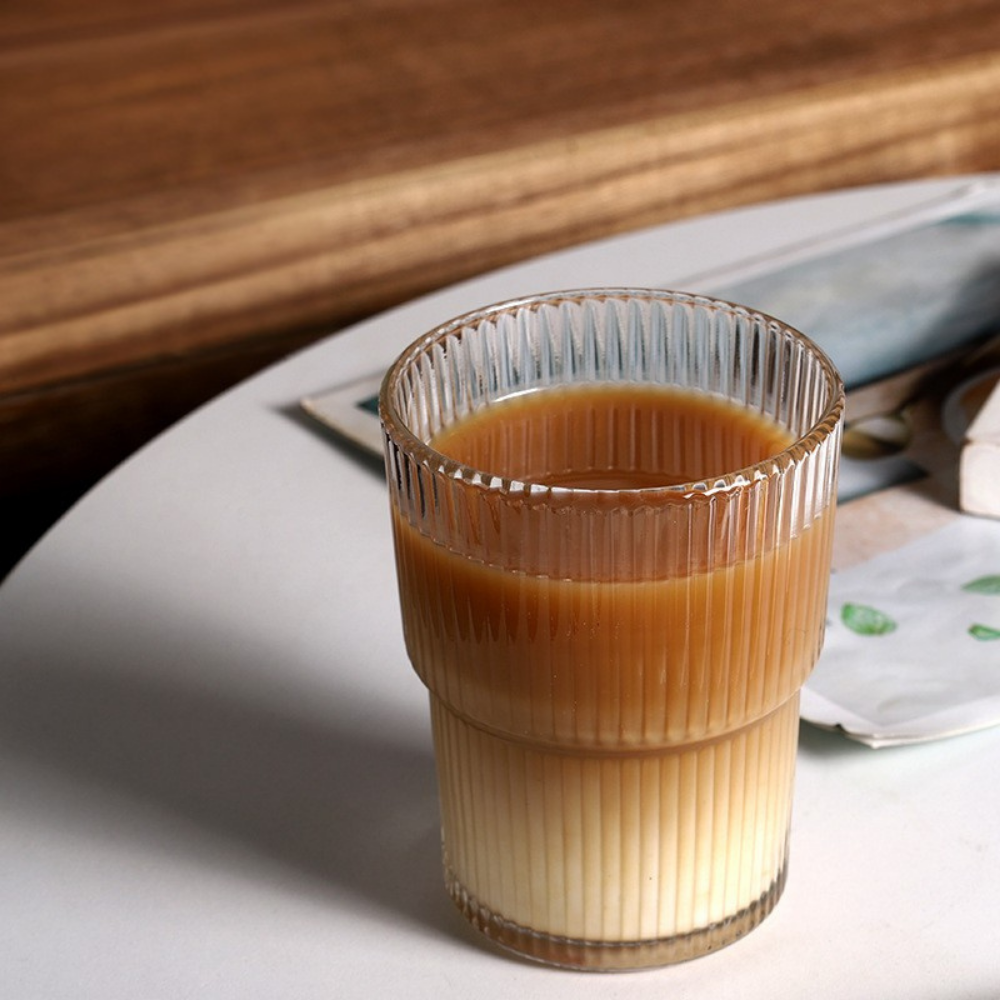 Glazen Drinkglazen Set van 6 Stuks Modern en Geribbeld